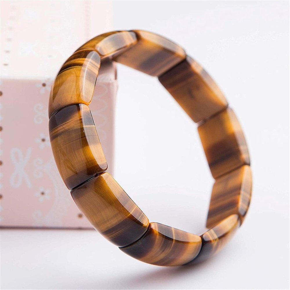 Natural Tiger's Eye Stone Braided Bracelet Bangle for Protection Anxiety Relief